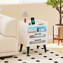 Nightstand with Charging Station and LED Lights by LJGDeals
