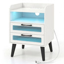 Nightstand with Charging Station and LED Lights by LJGDeals