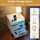 Nightstand with Charging Station and LED Lights by LJGDeals