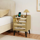 Nightstand with Charging Station and LED Lights by LJGDeals