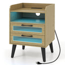 Nightstand with Charging Station and LED Lights by LJGDeals