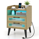 Nightstand with Charging Station and LED Lights by LJGDeals