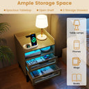 Nightstand with Charging Station and LED Lights by LJGDeals