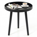 Round Side Sofa Coffee Table with Wooden Tray by DirectDeals