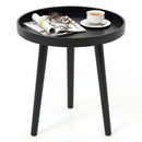 Mid Century Modern Round Side Sofa Coffee Table with Wooden Tray by LJGDeals