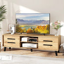 Mid Century Modern TV Stand with Sliding Doors and Cable Hole for 65 Inch TVs-Natural by LJGDeals