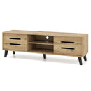 Mid Century Modern TV Stand with Sliding Doors and Cable Hole for 65 Inch TVs-Natural by LJGDeals