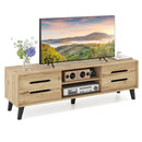 Mid Century Modern TV Stand with Sliding Doors and Cable Hole for 65 Inch TVs-Natural by LJGDeals
