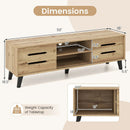 Mid Century Modern TV Stand with Sliding Doors and Cable Hole for 65 Inch TVs-Natural by LJGDeals