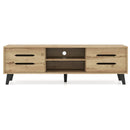 Mid Century Modern TV Stand with Sliding Doors and Cable Hole for 65 Inch TVs-Natural by LJGDeals