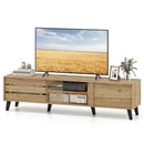 Mid Century Modern TV Stand for 80 Inch TVs with Sliding Door Cabinets and Storage Shelves-Oak by LJGDeals