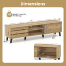 Mid Century Modern TV Stand for 80 Inch TVs with Sliding Door Cabinets and Storage Shelves-Oak by LJGDeals