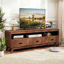 Mid Century Modern TV Stand for TVs up to 70" with 3 Storage Drawers and Open Shelves-Walnut by LJGDeals