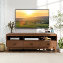 Mid Century Modern TV Stand for TVs up to 70" with 3 Storage Drawers and Open Shelves-Walnut by LJGDeals