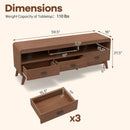 Mid Century Modern TV Stand for TVs up to 70" with 3 Storage Drawers and Open Shelves-Walnut by LJGDeals