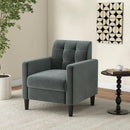 Mid Century Modern Velvet Accent Chair with Tufted Back-Grey by LJGDeals