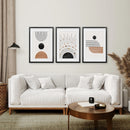Geometric Boho Wall Art Set of 3 Pieces. Mid Century Style by Wall Art Set
