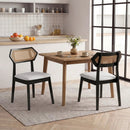 Mid Century Rattan Dining Chairs Set of 2 with Wood Frame by LJGDeals