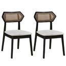 Mid Century Rattan Dining Chairs Set of 2 with Wood Frame by LJGDeals