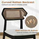 Mid Century Rattan Dining Chairs Set of 2 with Wood Frame by LJGDeals