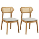 Mid Century Rattan Dining Chairs Set of 2 with Wood Frame by DirectDeals