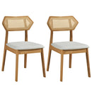 Mid Century Rattan Dining Chairs Set of 2 with Wood Frame by LJGDeals