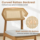 Mid Century Rattan Dining Chairs Set of 2 with Wood Frame by LJGDeals
