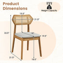 Rattan Dining Chairs Set of 4 with Curved Back