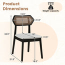 Rattan Dining Chairs Set of 4 with Curved Back