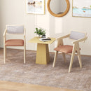 Mid Century Wooden Accent Chairs with Leathaire Seat Cushions Set of 2-Beige