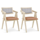 Mid Century Wooden Accent Chairs with Leathaire Seat Cushions Set of 2 by LJGDeals