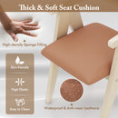 Mid Century Wooden Accent Chairs with Leathaire Seat Cushions Set of 2-Beige