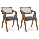 Mid Century Wooden Accent Chairs with Leathaire Seat Cushions Set of 2 by LJGDeals