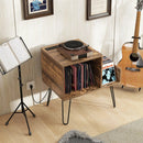 Mid-century Record Player Stand with Power Outlet and Vinyl Divider by LJGDeals