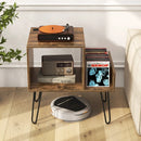 Mid-century Record Player Stand with Power Outlet and Vinyl Divider by LJGDeals