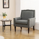 Mid-century Modern Armchair Linen Fabric Upholstered Accent Chair with Cushion-Gray by DirectDeals