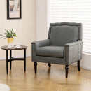 Mid-century Modern Armchair Linen Fabric Upholstered Accent Chair with Cushion-Gray by LJGDeals