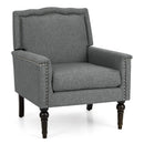 Mid-century Modern Armchair Linen Fabric Upholstered Accent Chair with Cushion-Gray by LJGDeals