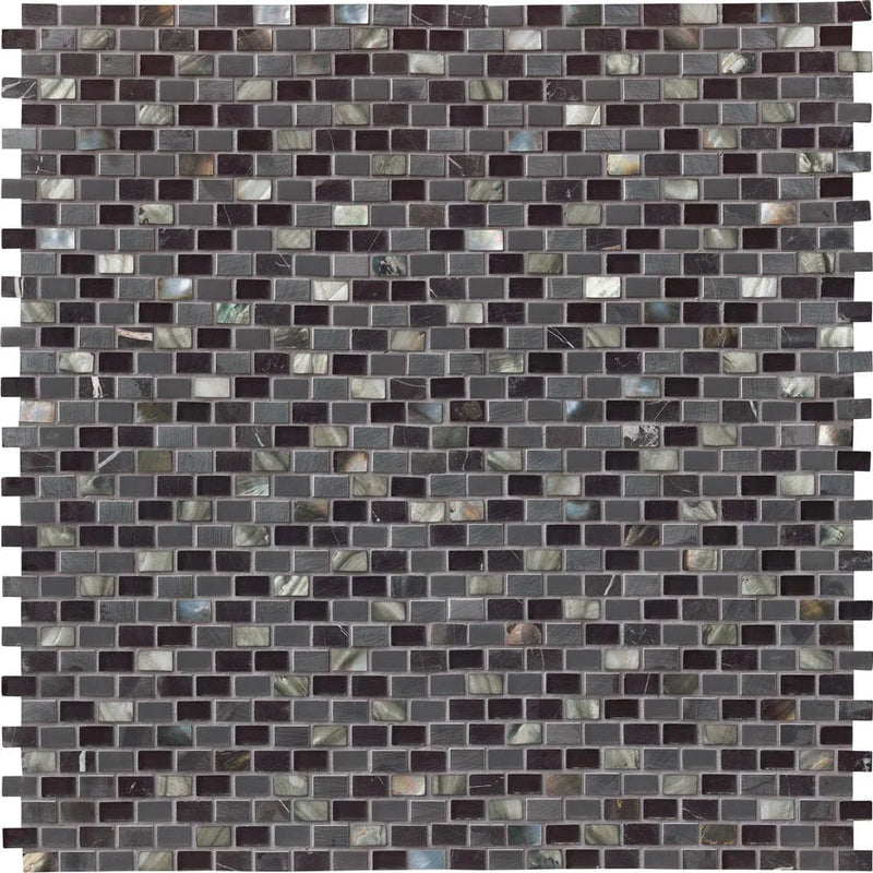 MSI Midnight Pearl Brick Glass Stone Metal Mosaic Tile 12"x12"