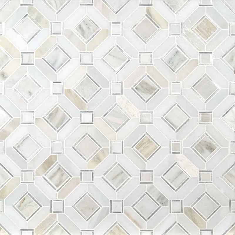 MSI Milano Silver Pattern Stone Metal Mosaic Wall and Floor Tile 11.85"x11.85"