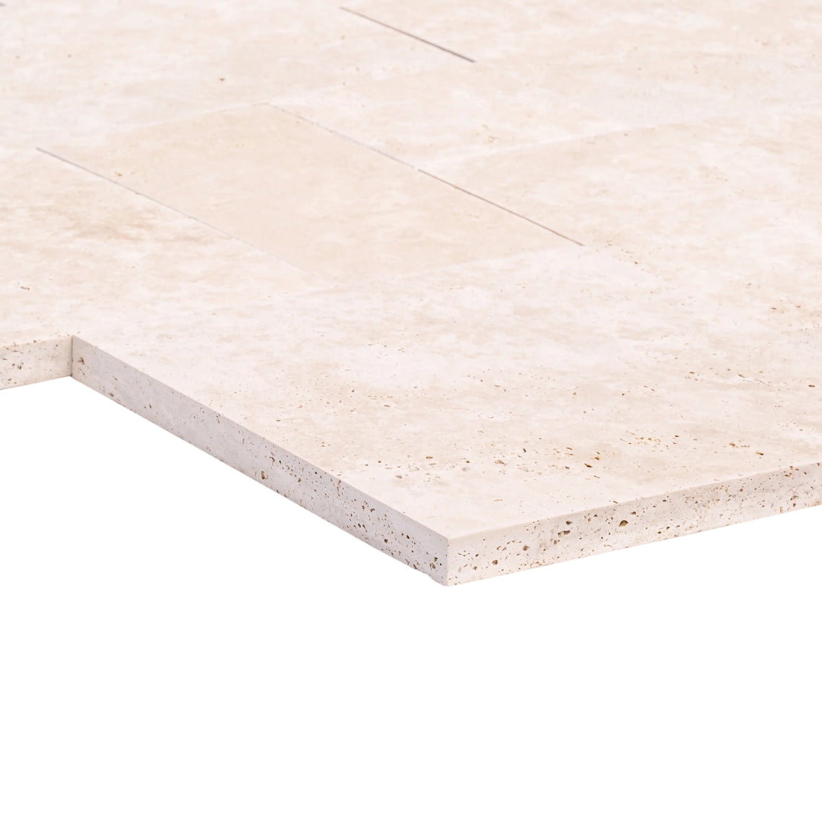 Travertine Miletos Ivory Tumbled Pavers, profile view