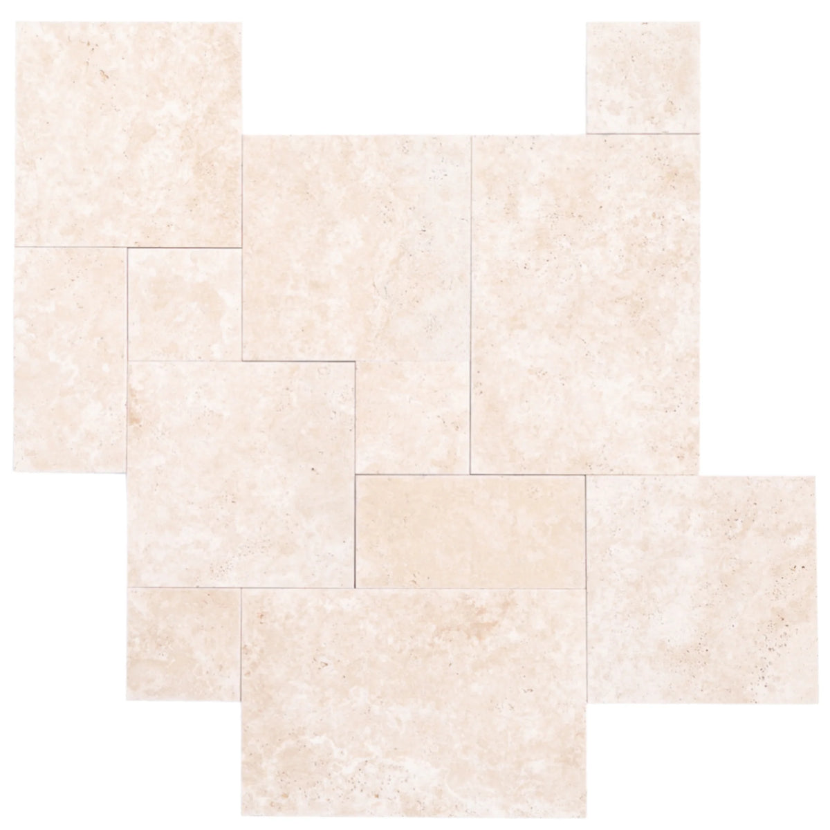 Travertine Miletos Ivory Tumbled Pavers, top view