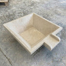 Miletos Ivory Travertine Natural Stone Square Pool Bowl with Lip