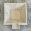 Miletos Ivory Travertine Natural Stone Square Pool Bowl with Lip