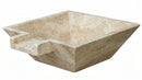 Miletos Ivory Travertine Natural Stone Square Pool Bowl with Lip