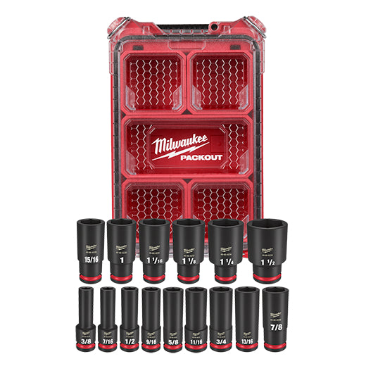 Milwaukee 49-66-6802 SHOCKWAVE Impact Duty™ Socket 1/2” Dr 15PC SAE PACKOUT Set