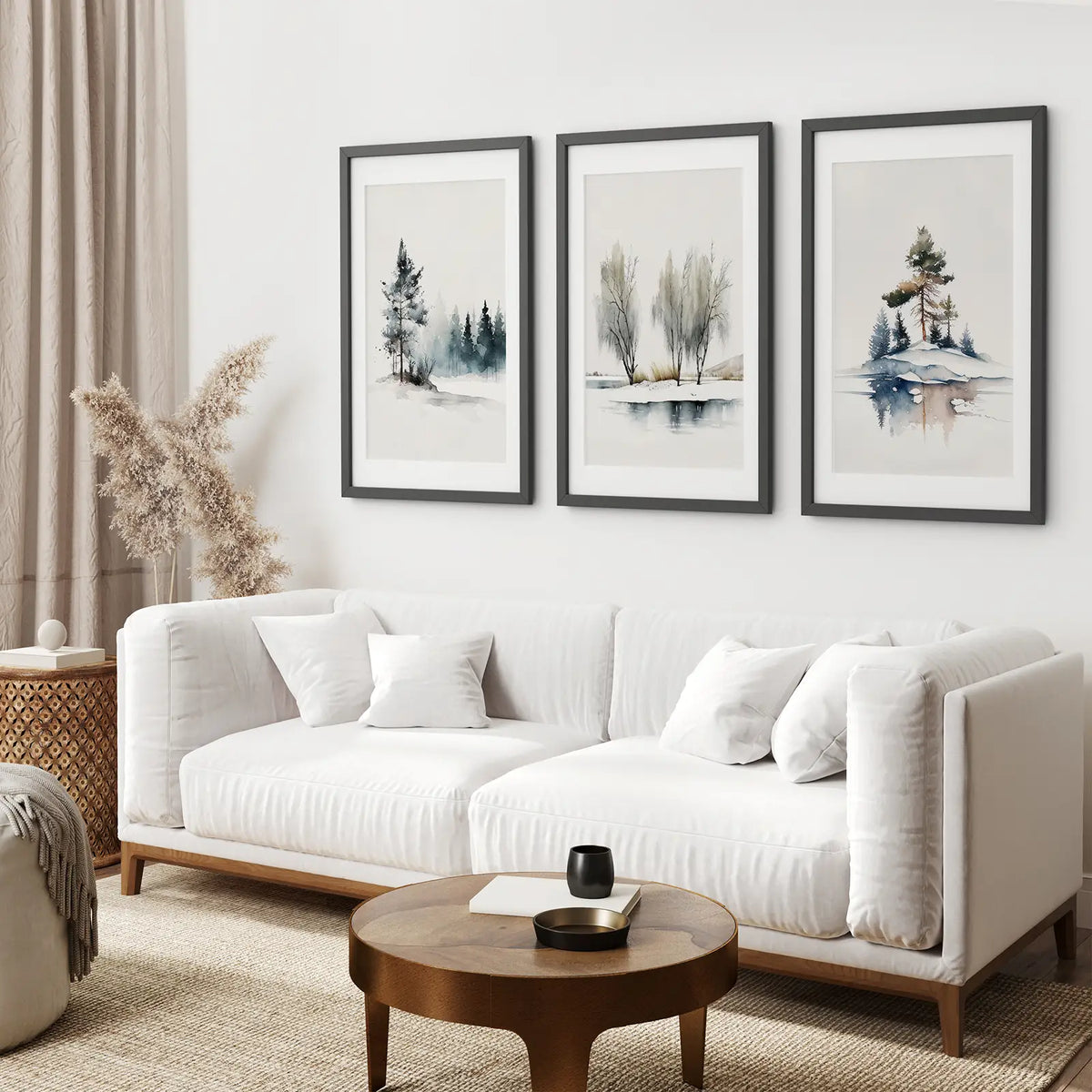 Winter Nature Set of 3 Wall Art Pine Forest Decor, photo 4 of 9