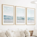 Blue Waves, Sandy Beach. Minimalist 3 Piece Wall Decor by Wall Art Set