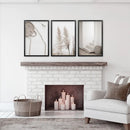 Natural Tones Boho Minimalist Wall Decor. Pampas Grass by Wall Art Set