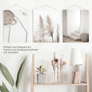 Natural Tones Boho Minimalist Wall Decor. Pampas Grass by Wall Art Set